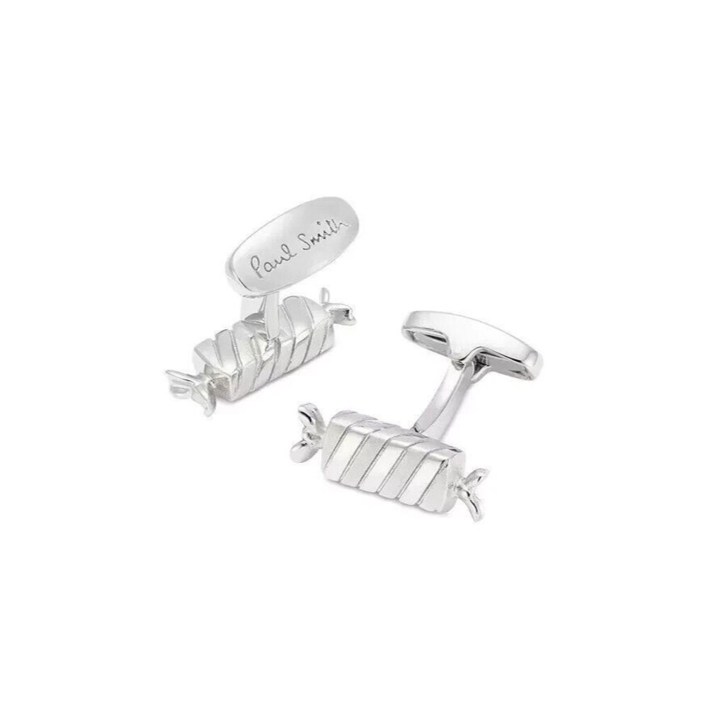 PAUL SMITH Mens Cufflinks Silver Tone SWEET Candy Chocolate Spiral Twist $175